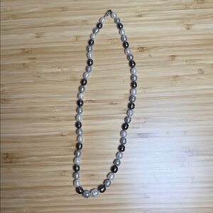 HONORA Fresh Water Elegant Black Silver and White Pearl Necklace